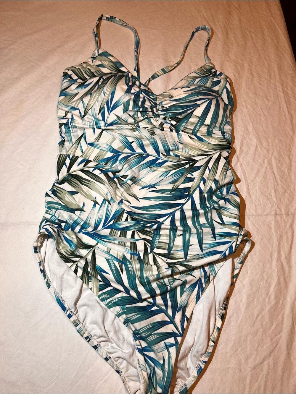 One piece women’s swimsuit blue & olive green